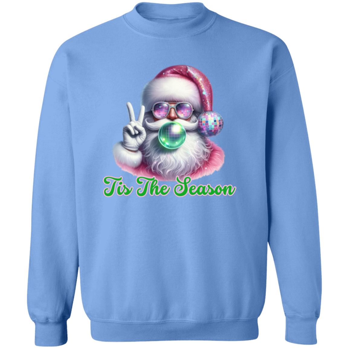 Pink Peace Disco Santa Crewneck Pullover Sweatshirt