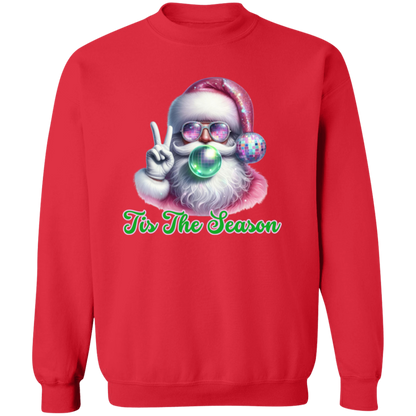 Pink Peace Disco Santa Crewneck Pullover Sweatshirt