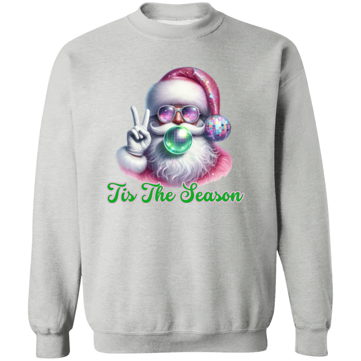 Pink Peace Disco Santa Crewneck Pullover Sweatshirt