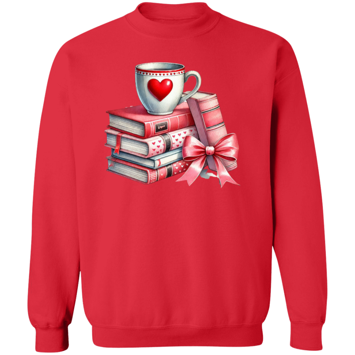 Bows, Books and Coffee Gildan Crewneck Pullover Sweatshirt