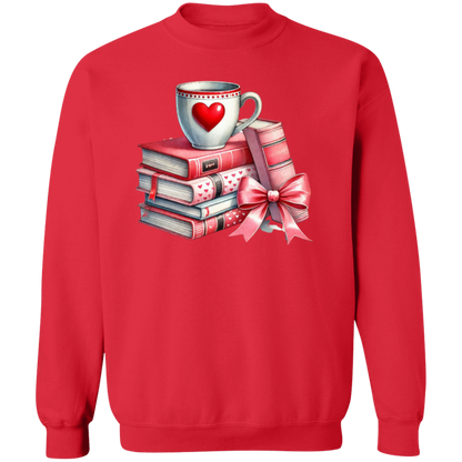 Bows, Books and Coffee Gildan Crewneck Pullover Sweatshirt