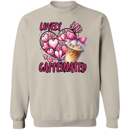 Lovely and Caffeinated Crewneck Pullover Sweatshirt