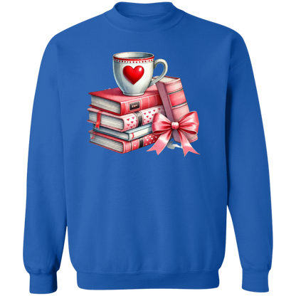 Bows, Books and Coffee Gildan Crewneck Pullover Sweatshirt