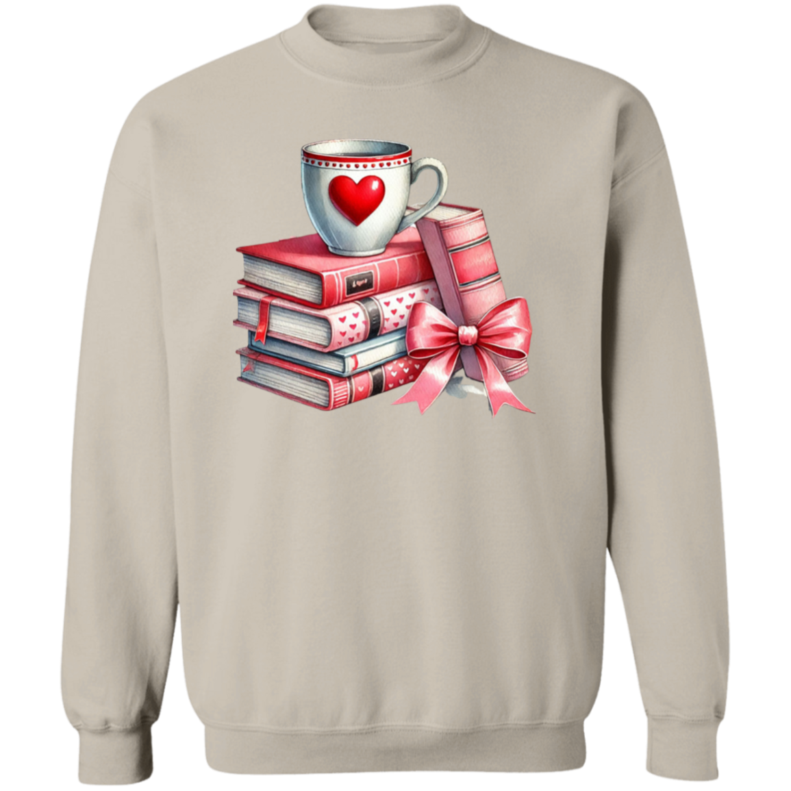 Bows, Books and Coffee Gildan Crewneck Pullover Sweatshirt