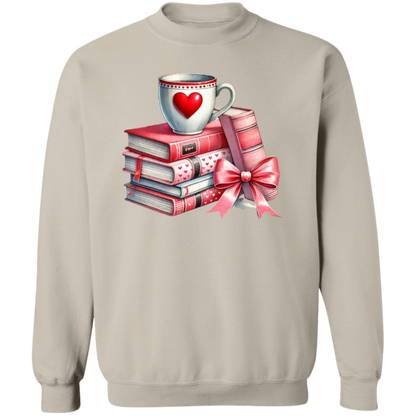 Bows, Books and Coffee Gildan Crewneck Pullover Sweatshirt