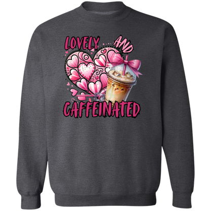 Lovely and Caffeinated Crewneck Pullover Sweatshirt