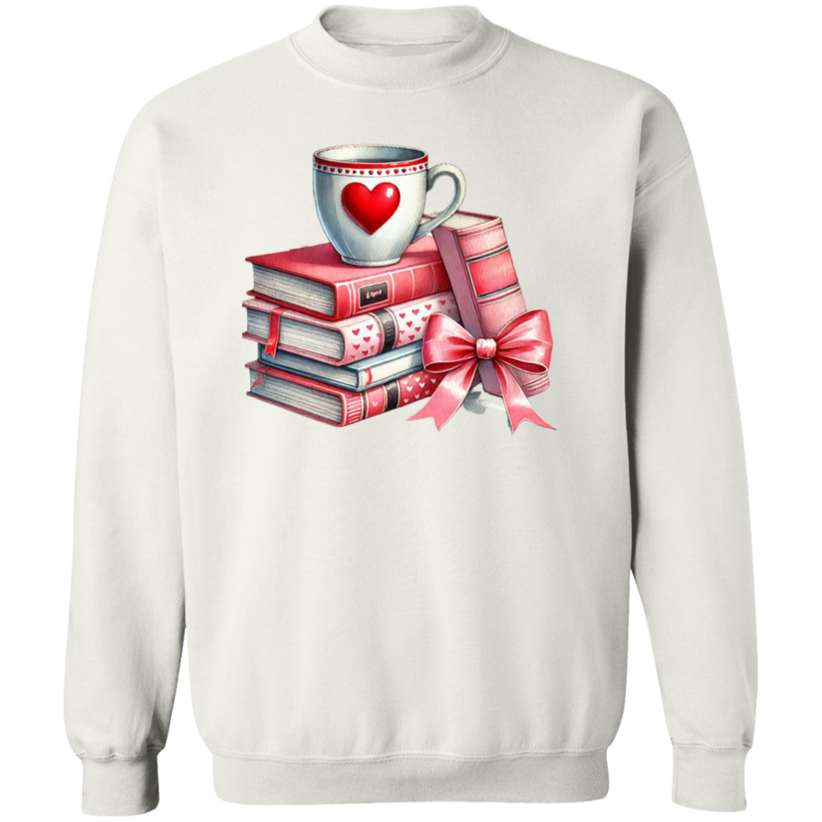 Bows, Books and Coffee Gildan Crewneck Pullover Sweatshirt