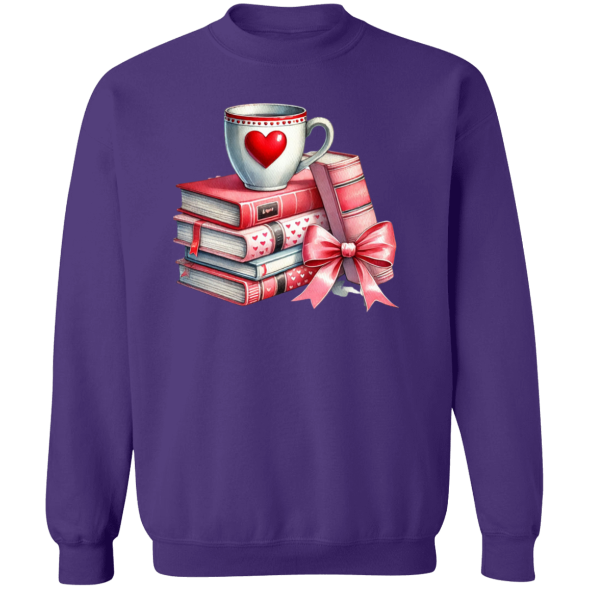 Bows, Books and Coffee Gildan Crewneck Pullover Sweatshirt