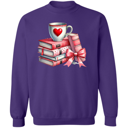 Bows, Books and Coffee Gildan Crewneck Pullover Sweatshirt